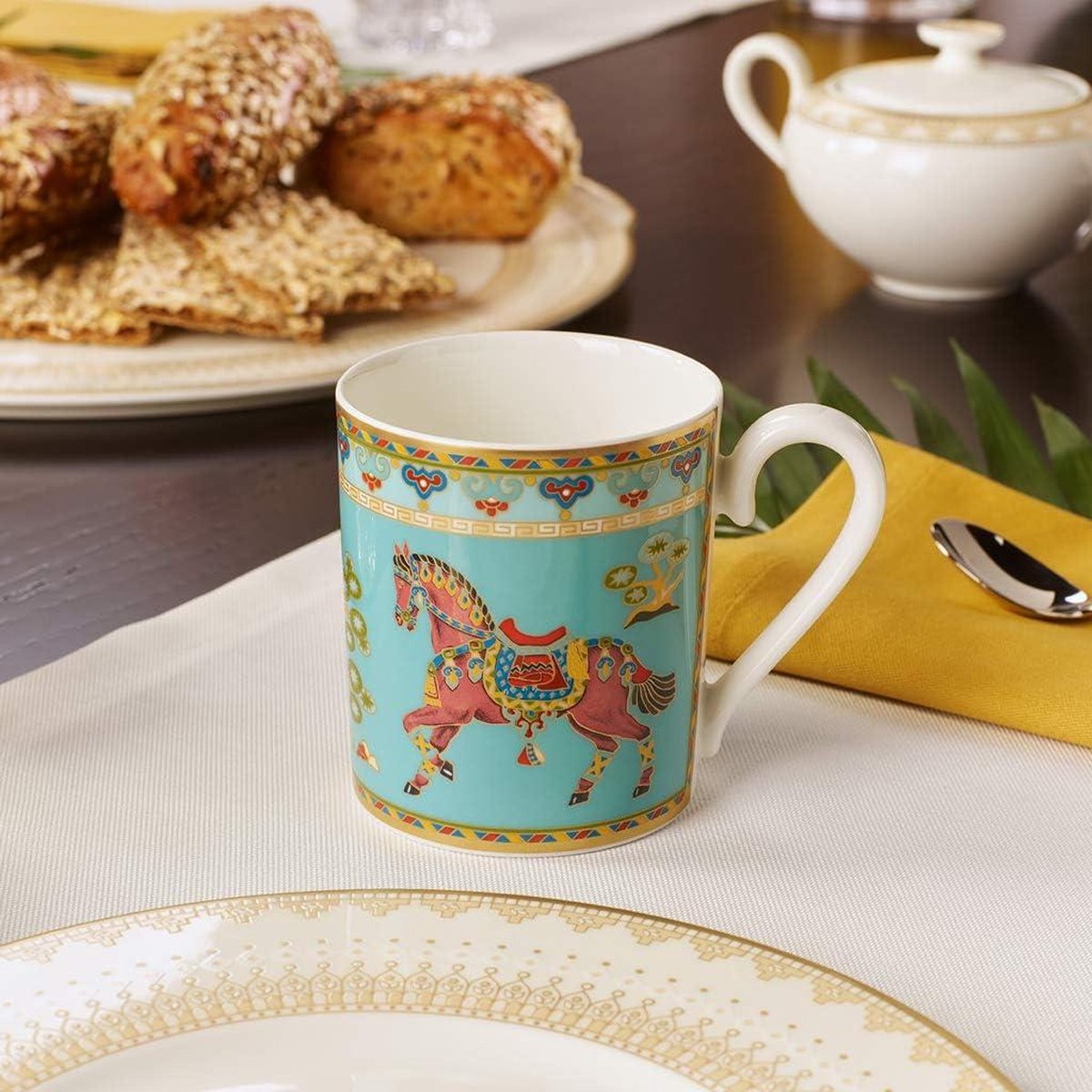 Aquamarin koffiebeker met oor - Samarkand blauw 300 ml