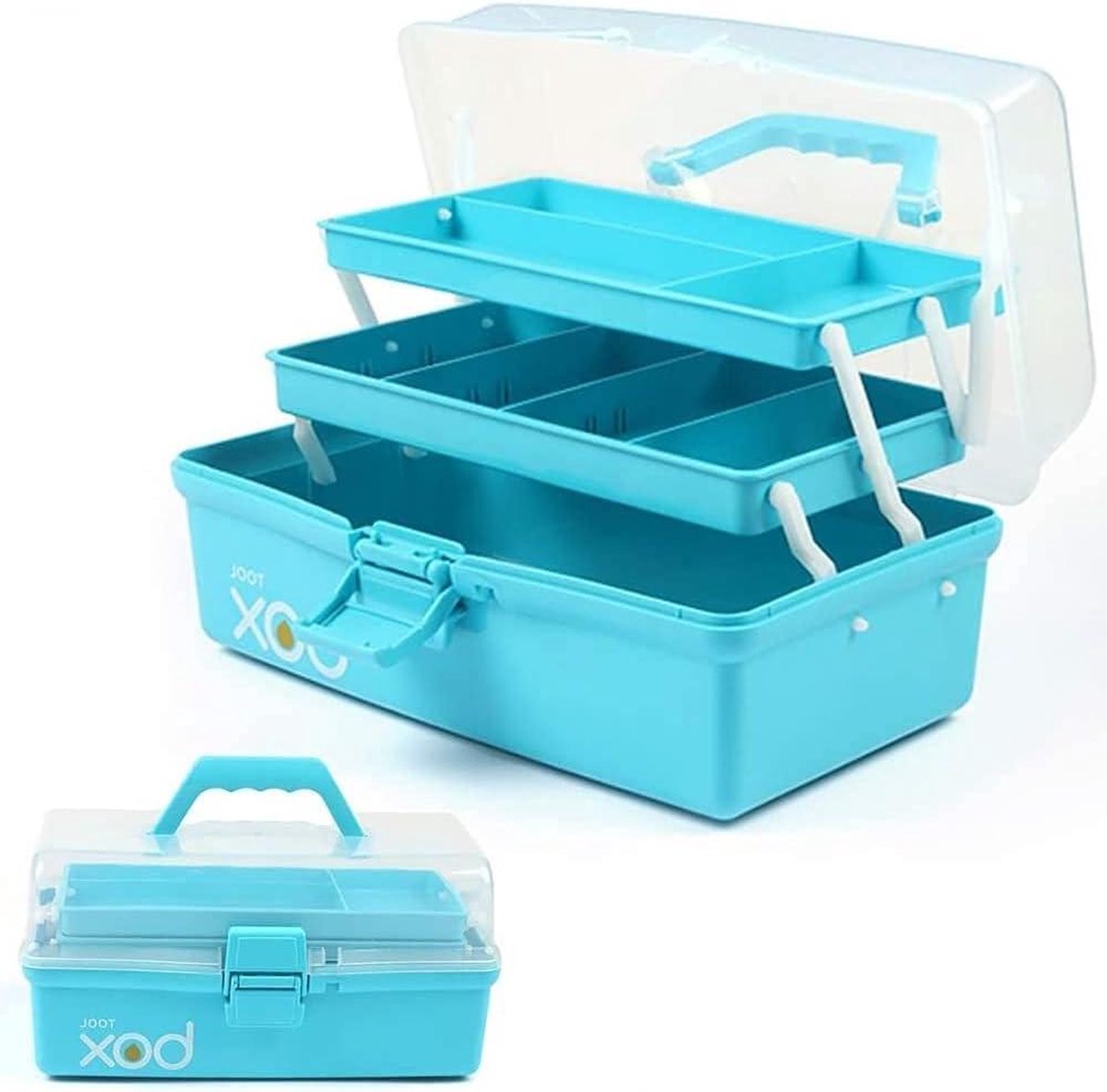 305 cm drielaagse multifunctionele opbergdoos organizer opvouwbare gereedschapskist kunst & ambachten koffer naaibenodigdheden organiser medicijndoos familie EHBO-doos met 2 trays (blauw) ruime opbergmogelijkheden