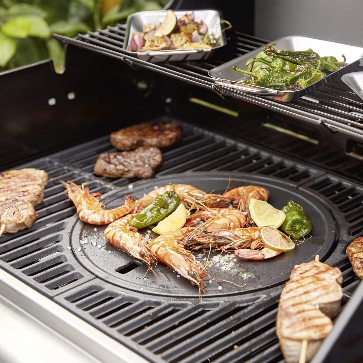 Grillroostersysteem voor Triton 3.1 4.1 Modulair basisinzetstuk Ø 305 cm WOK pizzasteen zwart 65 x 44 x 2 cm