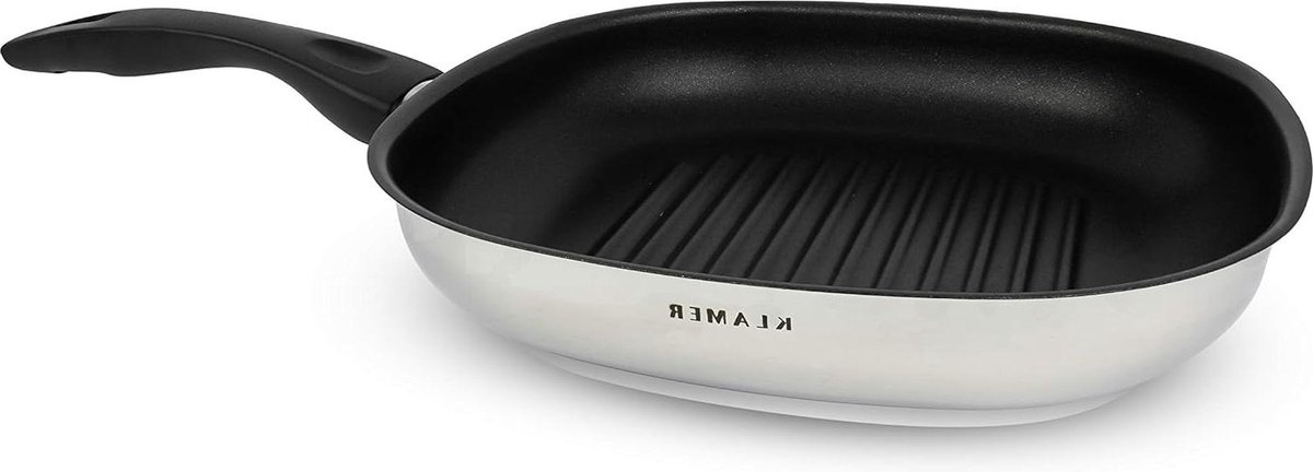 28 cm inductie grillpan stoofpan en steakpan van roestvrij staal