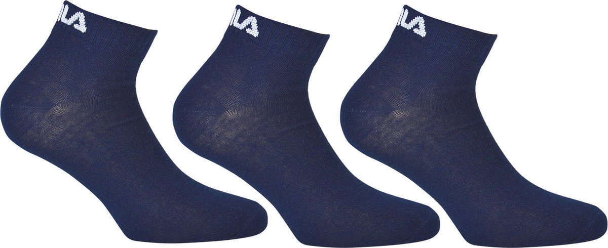 3 paar Fila unisex trainingssneakersokken kwartsokken F9300 Marineblauw