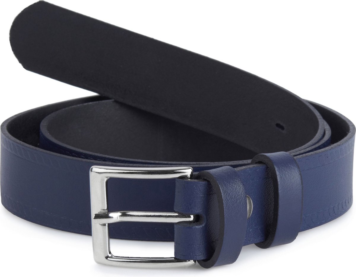 Ladeheid Kinderriem – Riem - Jongens - Broekriem - Verstelbaar - Leer – Marineblauw-2 – 60 cm LA-EL-KIDS