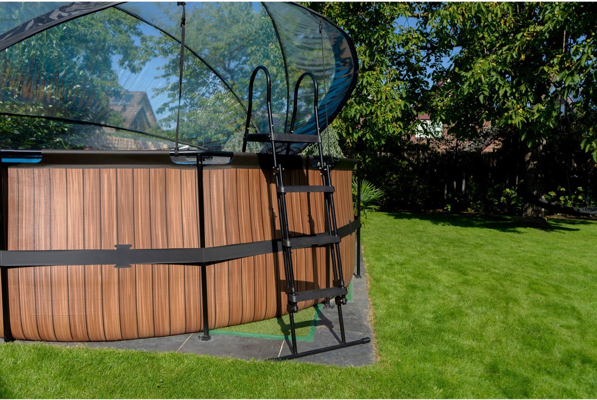 Een van onze nieuwe EXIT TOYS EXIT Wood Zwembad - 400 X 200 X 122 Cm - Met Zandfilterpomp En Trap op