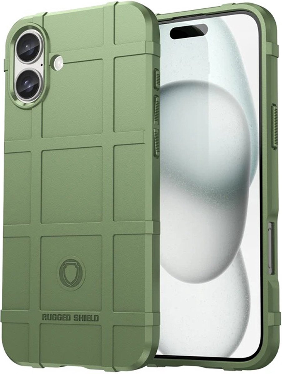 MobyDefend Hoesje - Geschikt voor iPhone 16 - Rugged Shield TPU Backcover - Groen