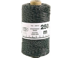 Zwart schrikdraad/afrasteringsdraad - kunststof - 2 mm - 12 PE - 250 meter - Hobby/professioneel - Schrikdraden - Afrasteringsdraad