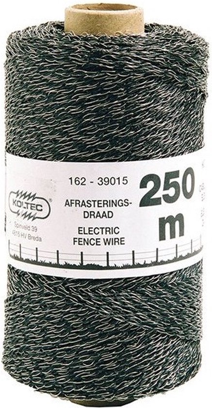 Zwart schrikdraad/afrasteringsdraad kunststof - 2 mm - 12 PE - 250 meter - Hobby/professioneel - Schrikdraden - Afrasteringsdraad