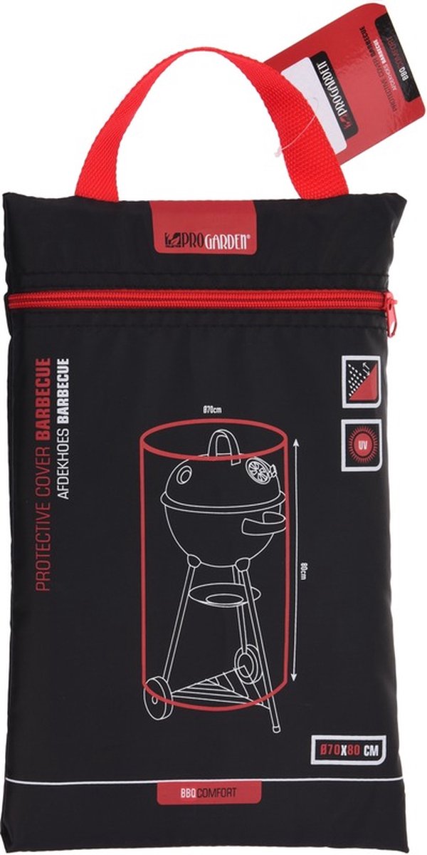 Pro Graden Afdekhoes / beschermhoes - ronde barbecue/bbq - 70 x 80 cm - zwart - Afdekhoezen
