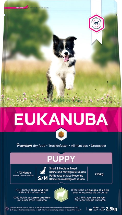 Eukanuba Puppy Small & Medium Breed Lam - Puppy-Hondenvoer - 2.5 kg