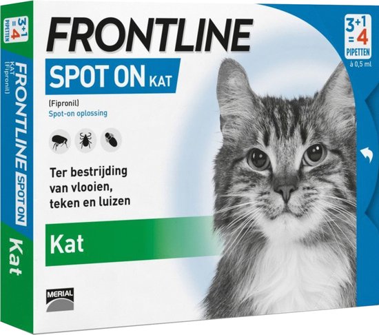 Foto: Frontline spot on kat tegen vlooien en teken 4 pipetten