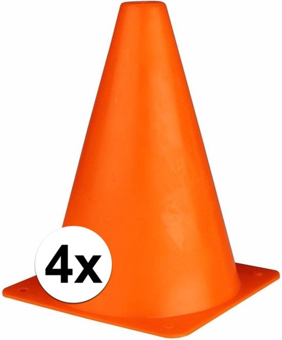 Pionnen - 4x stuks - oranje - 17 cm - plastic - pionnetjes - sport/voetbal training - Sport - Veldsporten - Training kegel - slalom