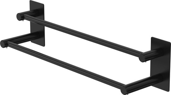 Porte-Serviettes Autocollants LJLink Lot De 2 - Acier Inoxydable Noir - Pour Salle De Bain, Cuisine - Adhésif 3M Support 5kg