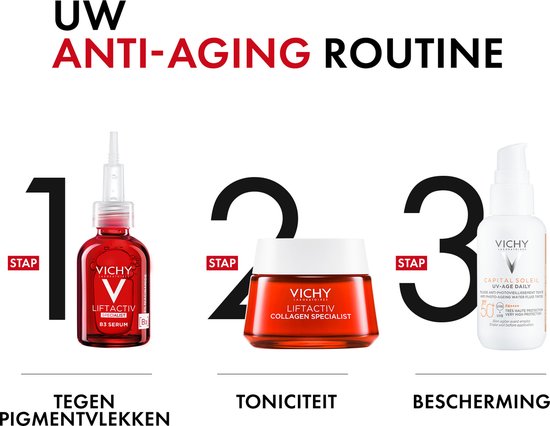 Vichy Capital Soleil UV-Age Daily SPF50+ - Zonnefluide Dagelijkse Bescherming - Gezicht - Niacinamide (Vitamine B3) en Peptiden - 40ml