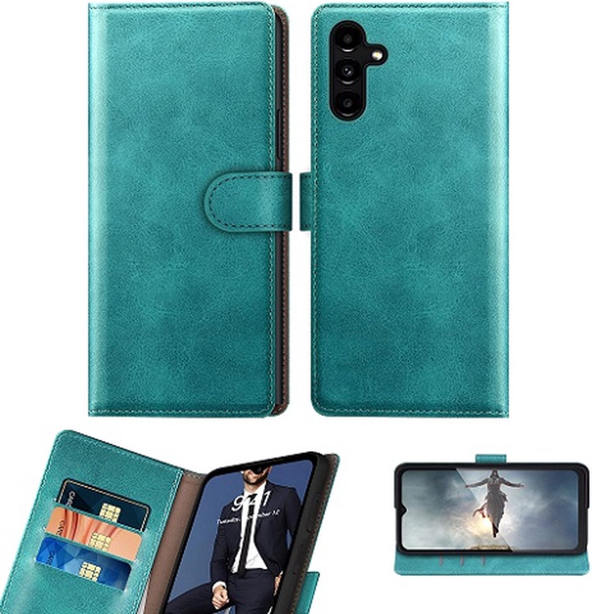 Samsung A24 Hoesje Met Pasjeshouder Bookcase Turquoise