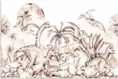 Poster kind - Dino - Kinderen - Jungle - Planten - Kinderkamer decoratie - Muurdecoratie kinderkamer - 90x60 cm - Kinder decoratie - Slaapkamer decoratie