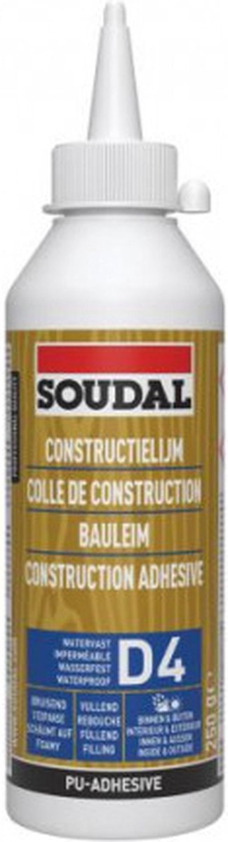 Soudal Pu houtlijm(watervast) D4 250 ml