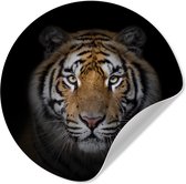 Papier peint cercle - Sticker papier peint - Papier peint autocollant - Tigre - Zwart - Animaux - Décoration murale - 140x140 cm - Décoration murale cercle - Papier peint cercle animaux