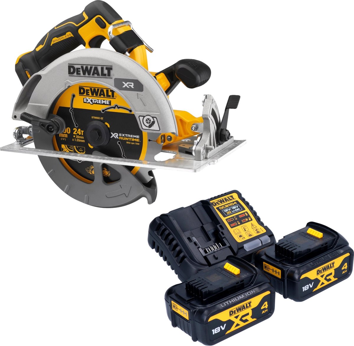 DeWalt DCS 573 M2 accucirkelzaag 18 V 190 x 30 mm borstelloos + 2x accu 4.0 Ah + lader