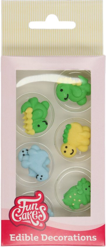 FunCakes Suikerdecoraties - Dino - 12 Stuks - Eetbare Taartdecoratie