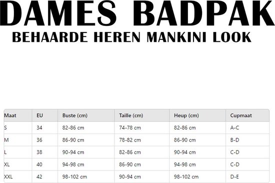 Maillot de bain femme drôle - Look Mankini homme poilu - Homme en String - Déguisements - EVJF