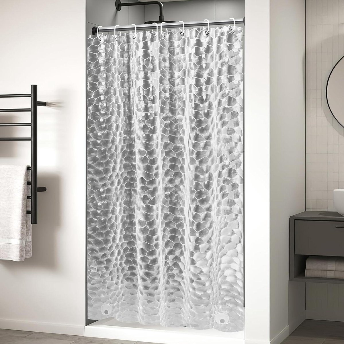 Douchegordijn 120 x 200 cm Waterdicht antibacterieel gordijn Met loodblok Inclusief 8 douchegordijnringen Voor douche kinderen douchegordijn 120x200