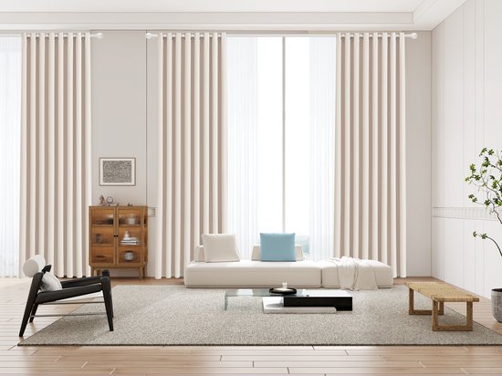 Maroyathome RUBEN - Gordijn - Verduisterend - met Ringen - kant en klaar - 150 x 260 cm - 150 cm breedte en 260 cm lengte - Off White - 1 Stuk