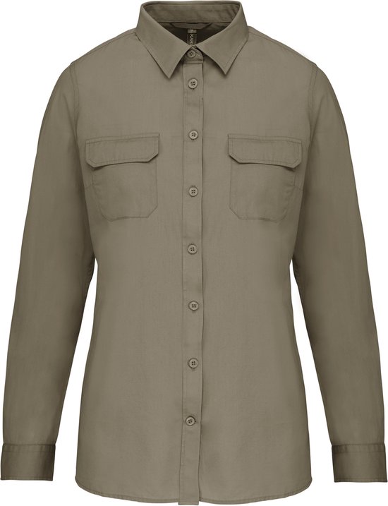 Kariban Damesoverhemd safari lange mouwen K591 Light khaki L bol