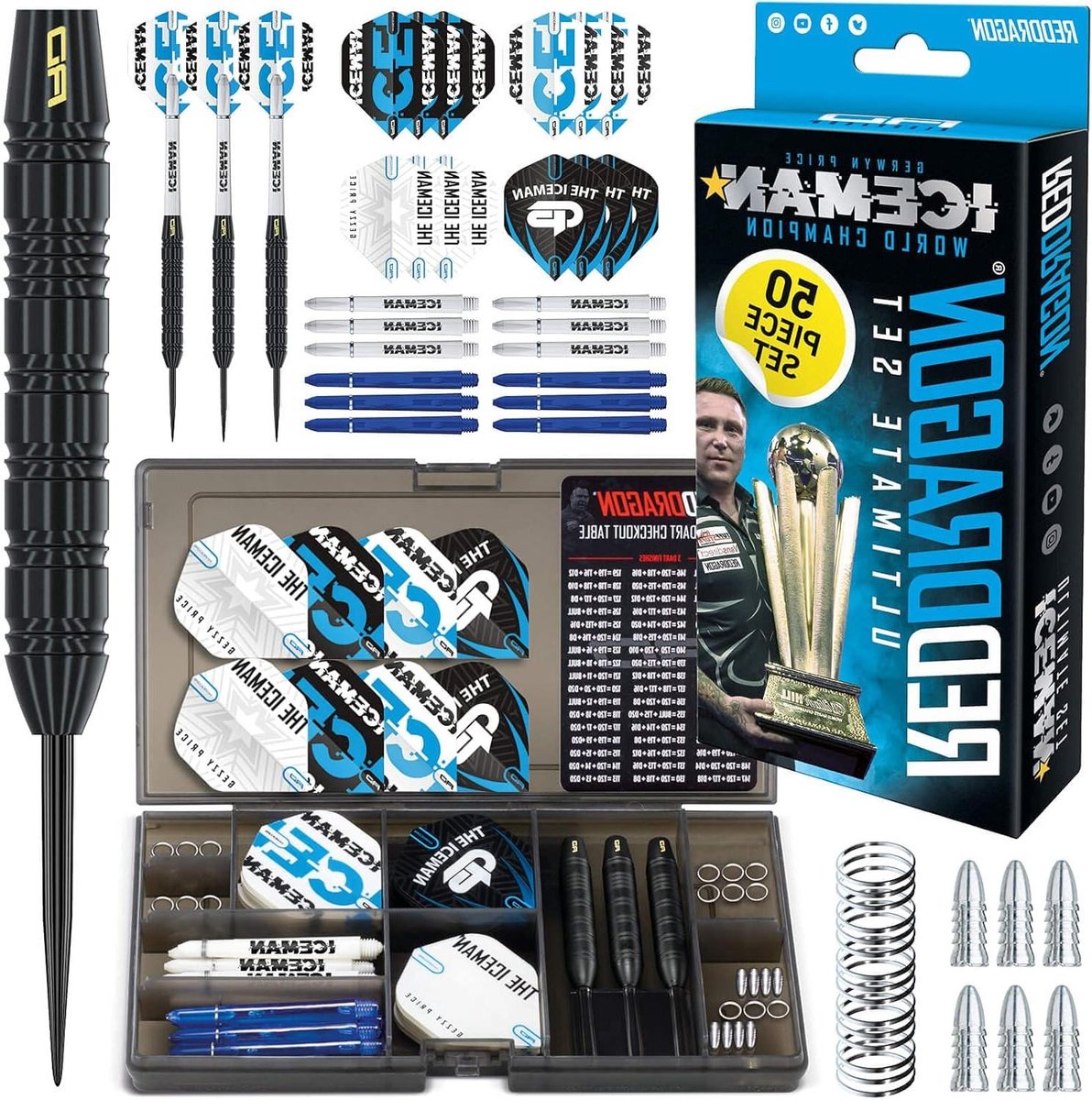 Gerwyn Price Iceman Ultimate 50-delige set - Darts, Flights, Shafts