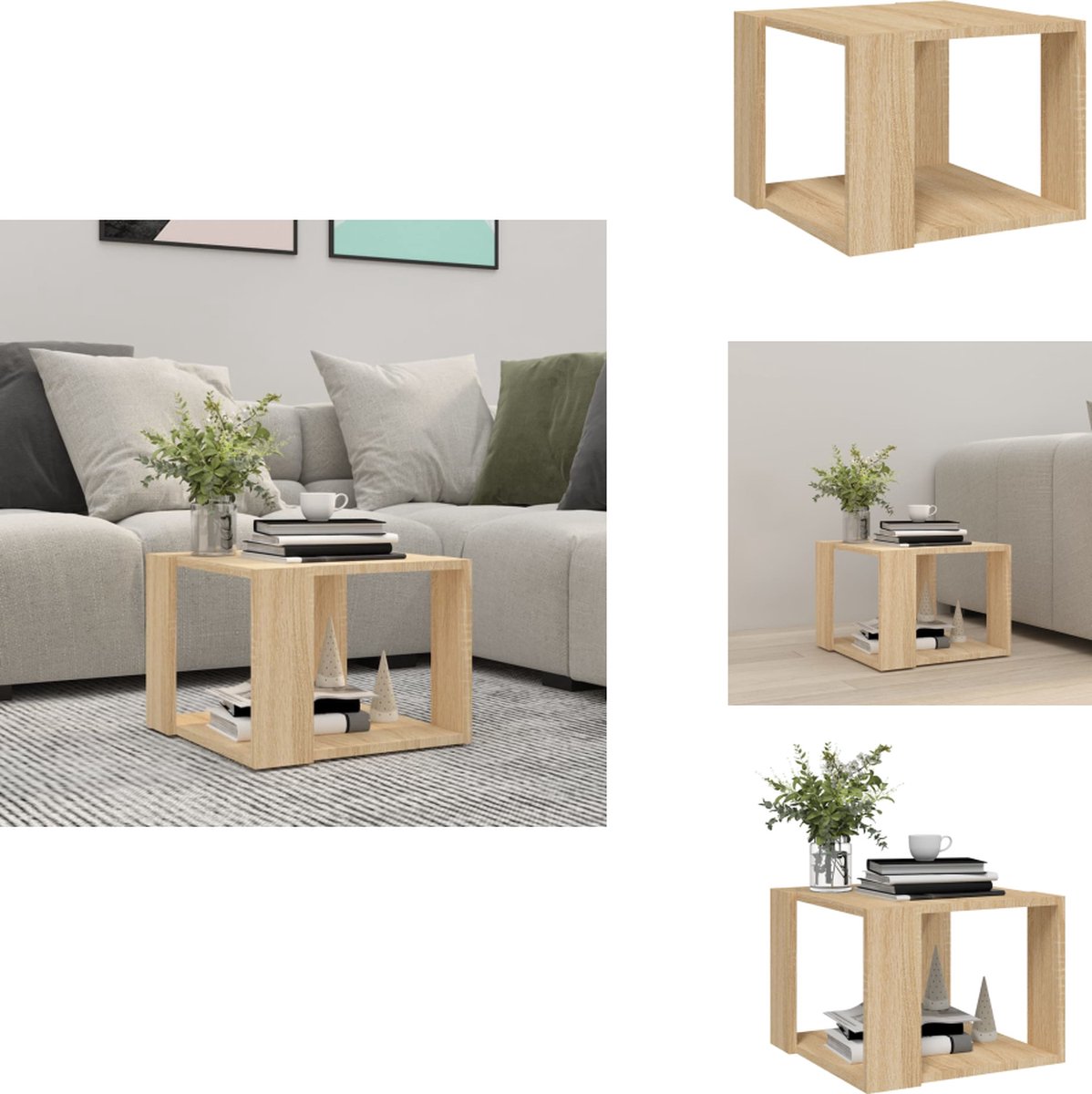 Salontafel 90x60x35 cm spaanplaat grijs sonoma eikenkleurig