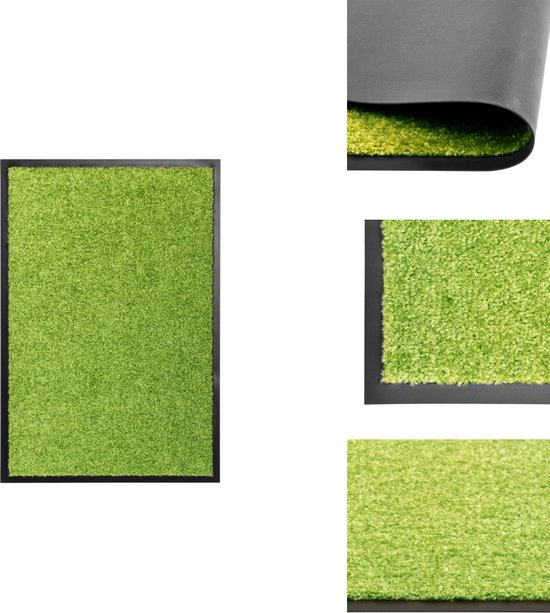 vidaXL Paillasson Tapis intérieur/extérieur - 60 x 40 cm - Vert - Polyamide - PVC - Paillasson