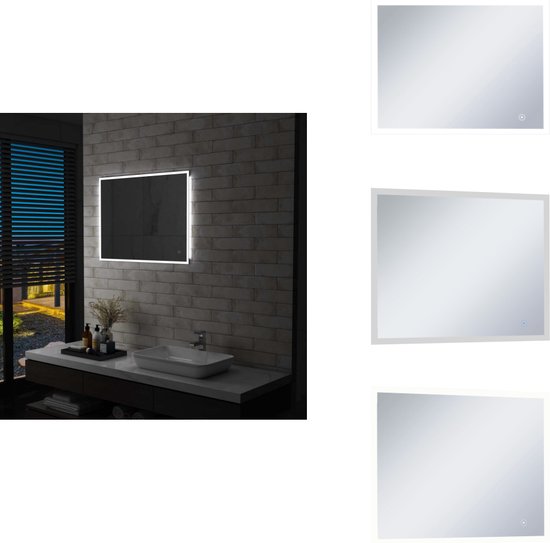 Badkamerspiegel met Verlichting - 80×60 CM- Anti-condens - 3 LED