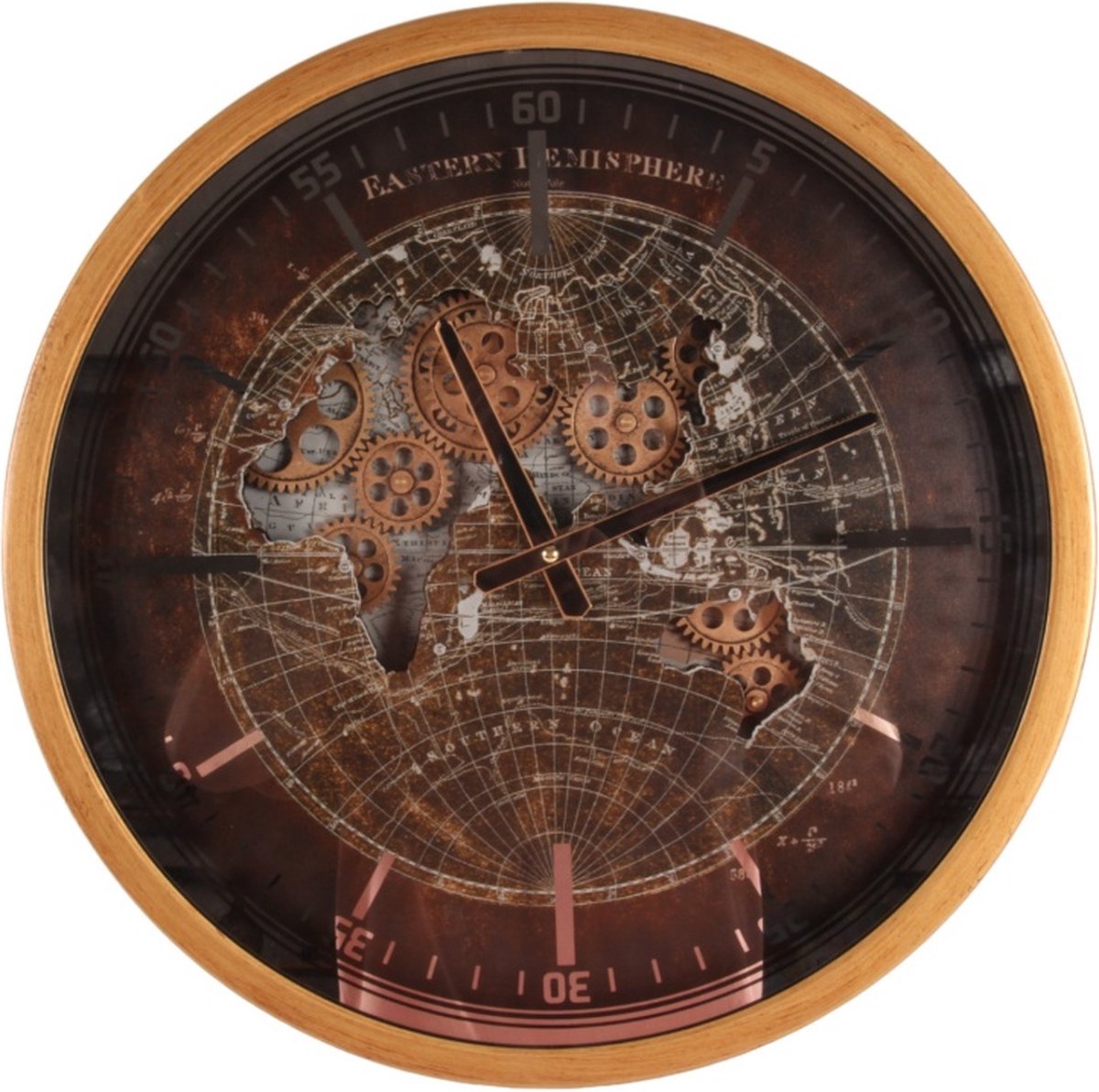 Baroque - Klok - Wandklok Yankee 46 cm - Goud - Rond - Metaal - 46x46x7 - Iron+glass