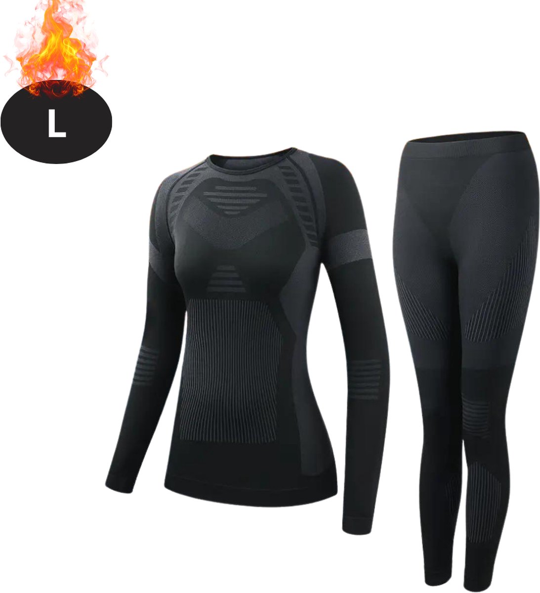 Nivard Thermokleding Dames – Thermobroek – Thermoset – Thermolegging – Winter – Thermoshirt – Zwart – L