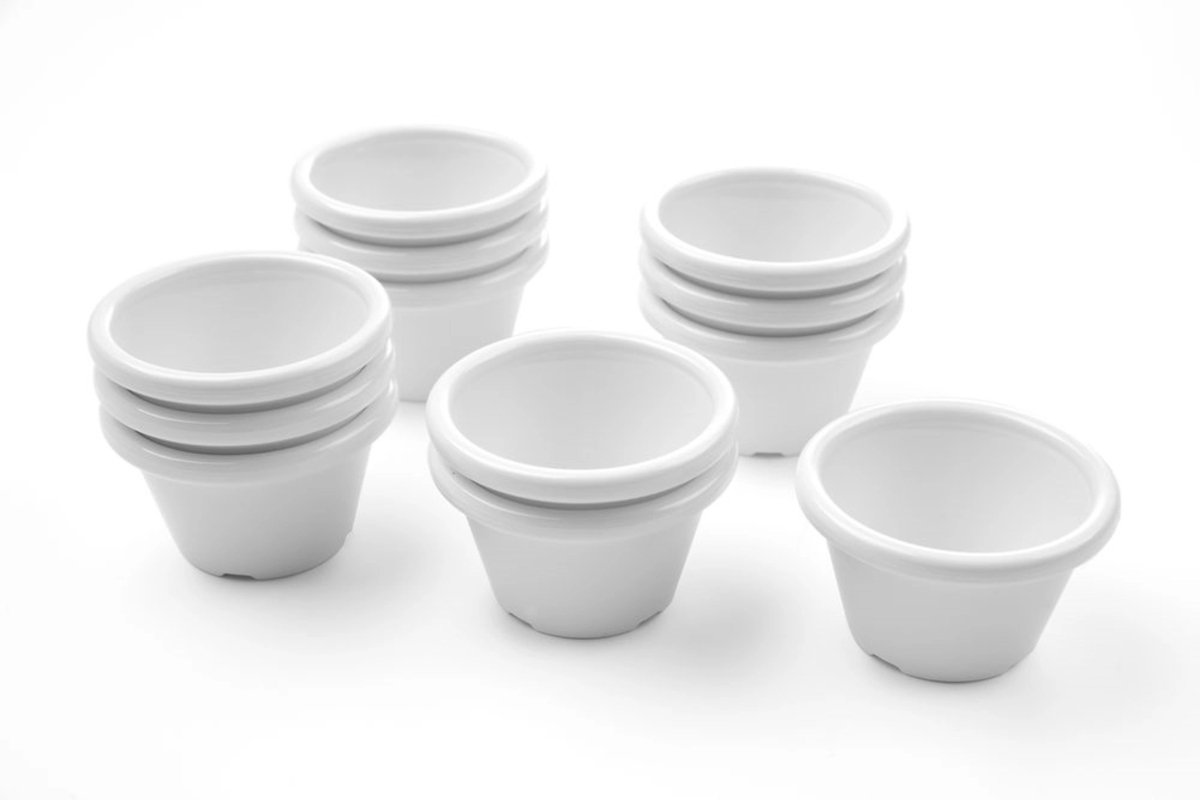 HENDI Set van 12 ivoren ramekins – 0,045L – vaatwasmachinebestendig – ⌀60x(H)35mm