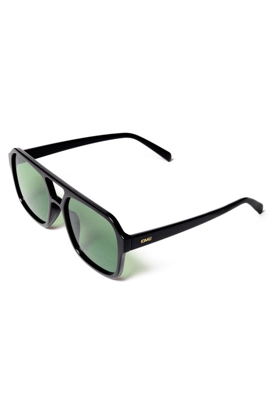 KIMU Influencer Zonnebril - Groene Glazen - Zwart Montuur - Social Media Hollywood Stoer Hip Retro Avator Trendsetter Celebrity Pilotenbril Festival van KIMU — afbeelding 2