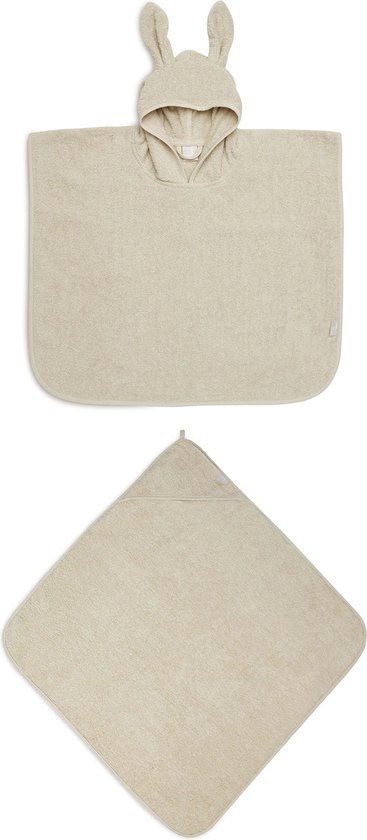 Jollein Badstof Set - Badcape & Badponcho - Nougat - Geschikt van 0-4 jaar