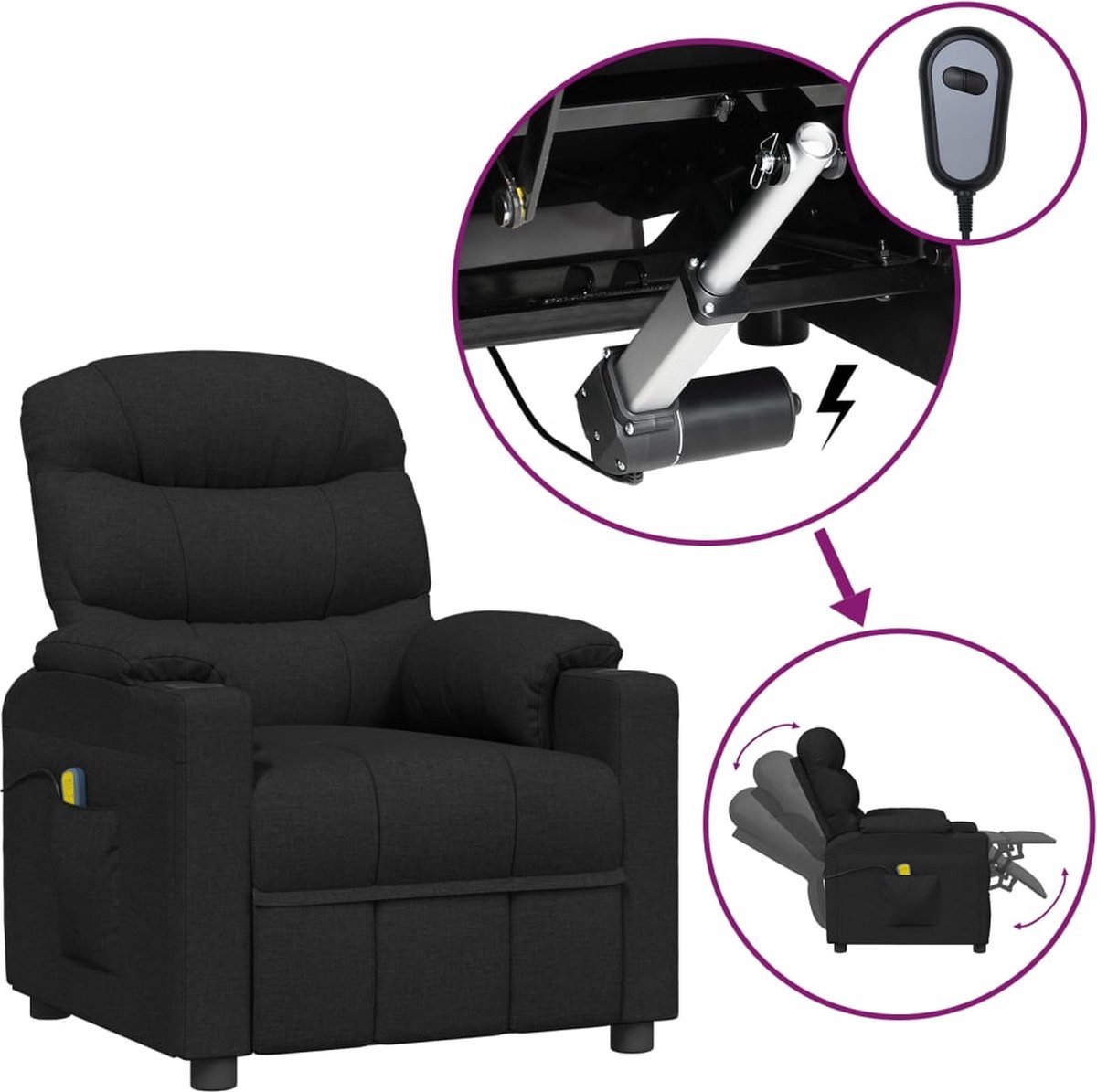 Afbeelding 3 van The Living Store Elektrische Massagefauteuil Zwart