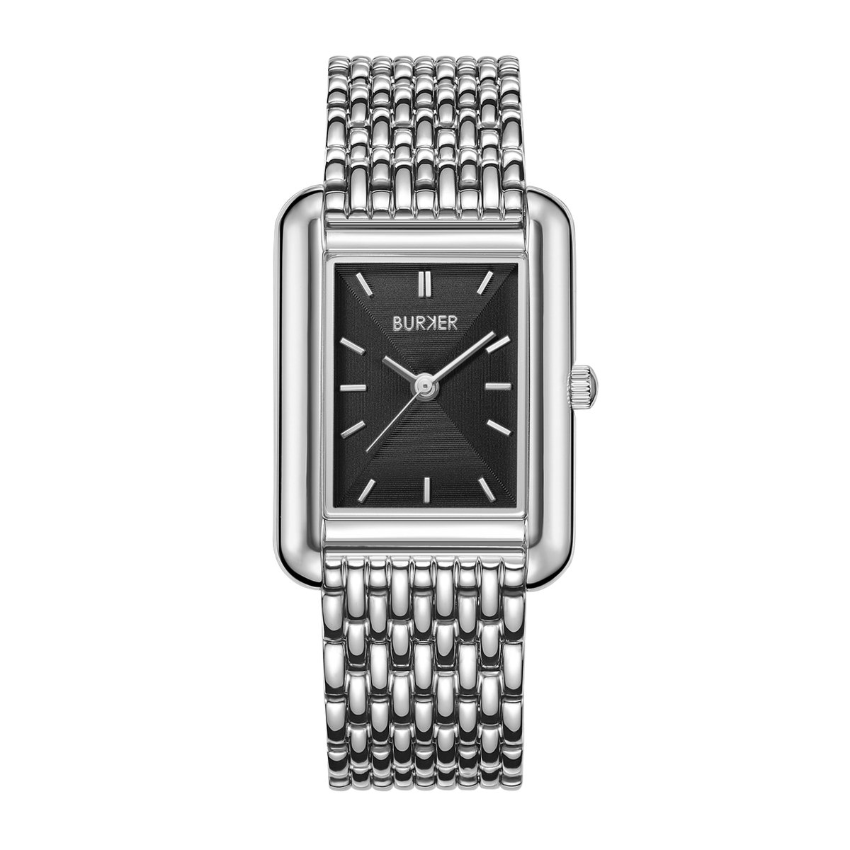 BURKER Olivia Horloge Dames - Vierkant - Zilver Zwart - Schakelband - 29mm