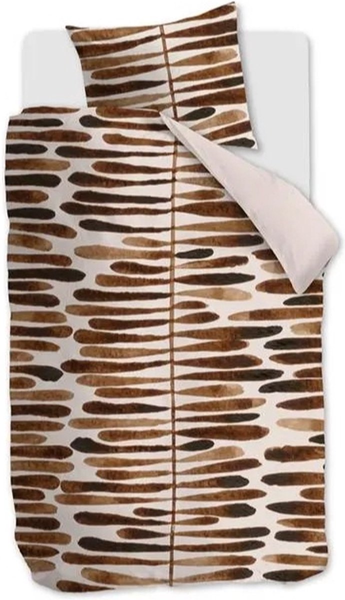 vtwonen Botanic Stripe dekbedovertrek - Lits-Jumeaux XL - 260x200/220 - Steenrood van vtwonen — afbeelding 3