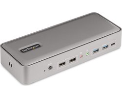 StarTech.com Dual-Laptop USB-C KVM Docking Station, Dual Monitor 4K 60Hz DisplayPort Dock, 5-Port USB Hub, GbE, 90W/45W Power Delivery voor Twee Laptops, Windows/Mac, Dual Host KVM Dock