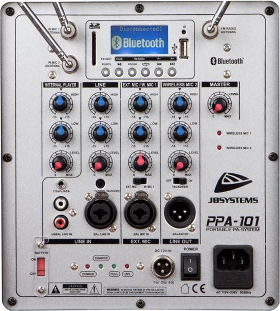 JB Systems PPA-101 Portable Speaker - Mobiele Speaker met 2 Draadloze Microfoons en Optionele Batterij van JB® — afbeelding 4