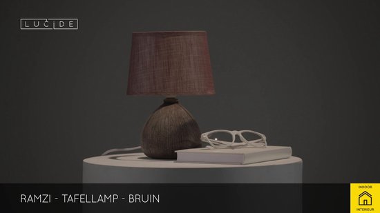 Lucide RAMZI - Lampe de table - Ø 18 cm - 1xE14 - Brun