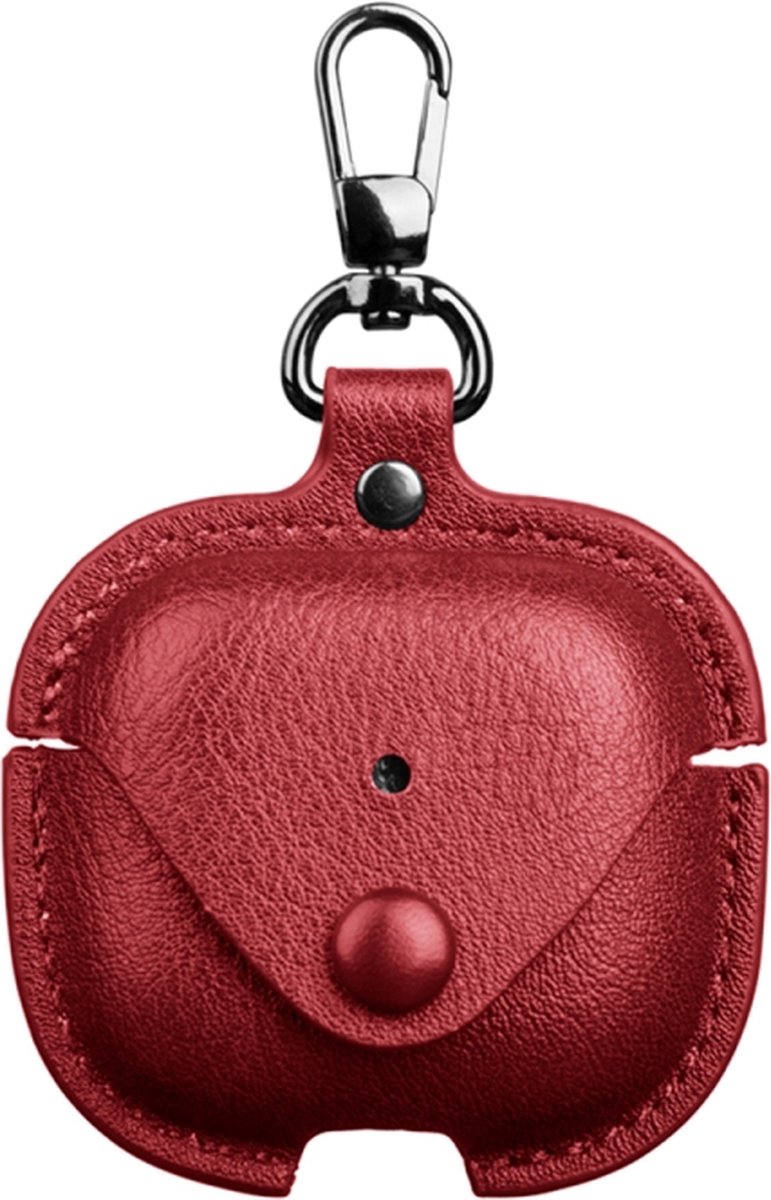 Telestore - rood hoesje geschikt voor Airpods 4 leren beschermhoesje - case cover sleutelhanger geschikt voor Airpods 4 hoesje