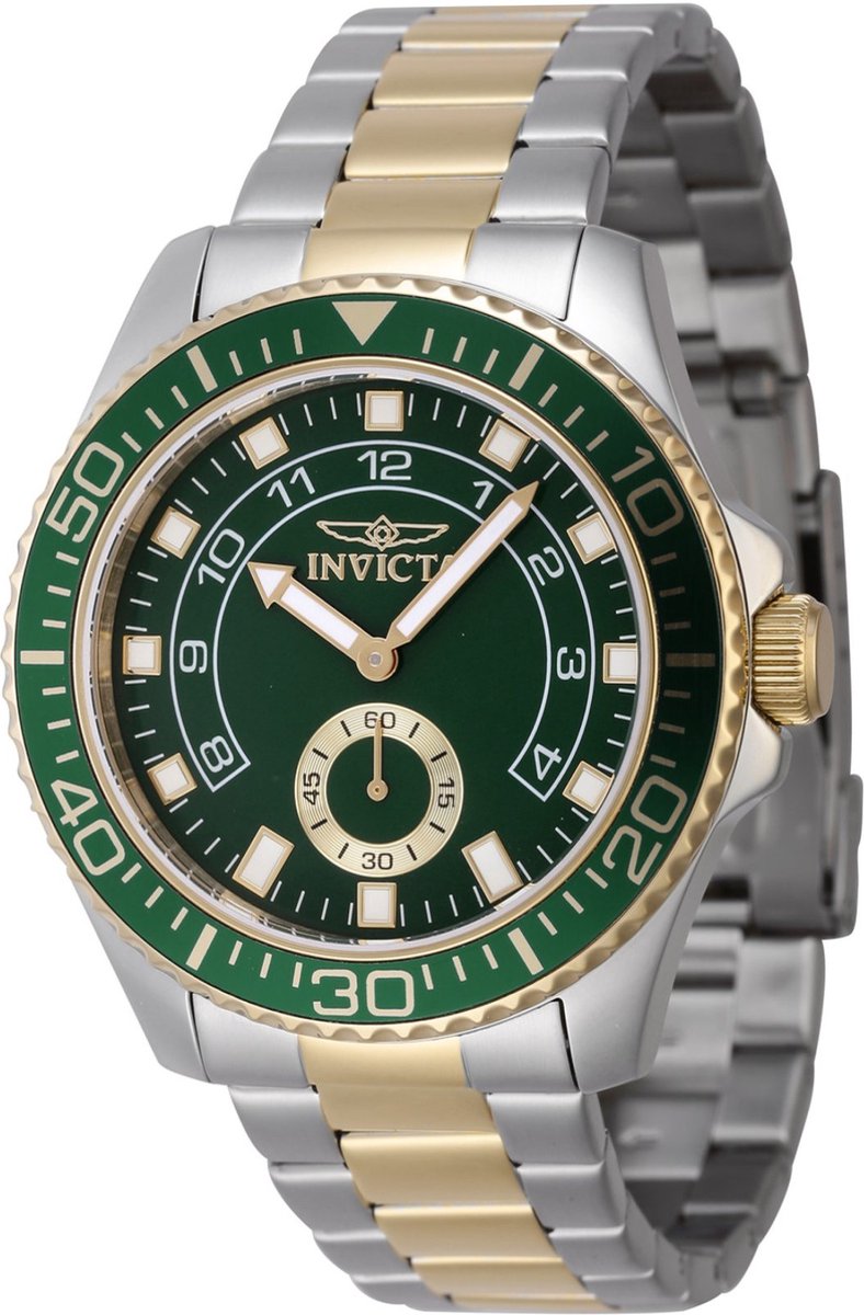 Invicta Pro Diver 47129 Heren Horloge - Waterdicht - Analoog - Quartz Uurwerk - Roestvrij Staal met groene Wijzerplaat - 44mm