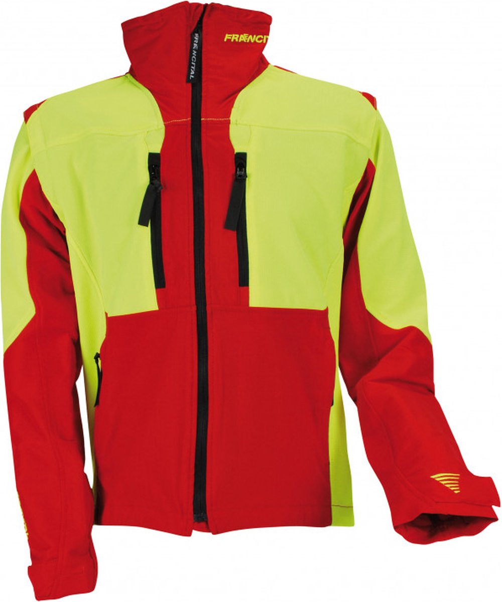 FRANCITAL Aigoual Softshell jas met uitneembare mouwen – rood/geel - Maat: L