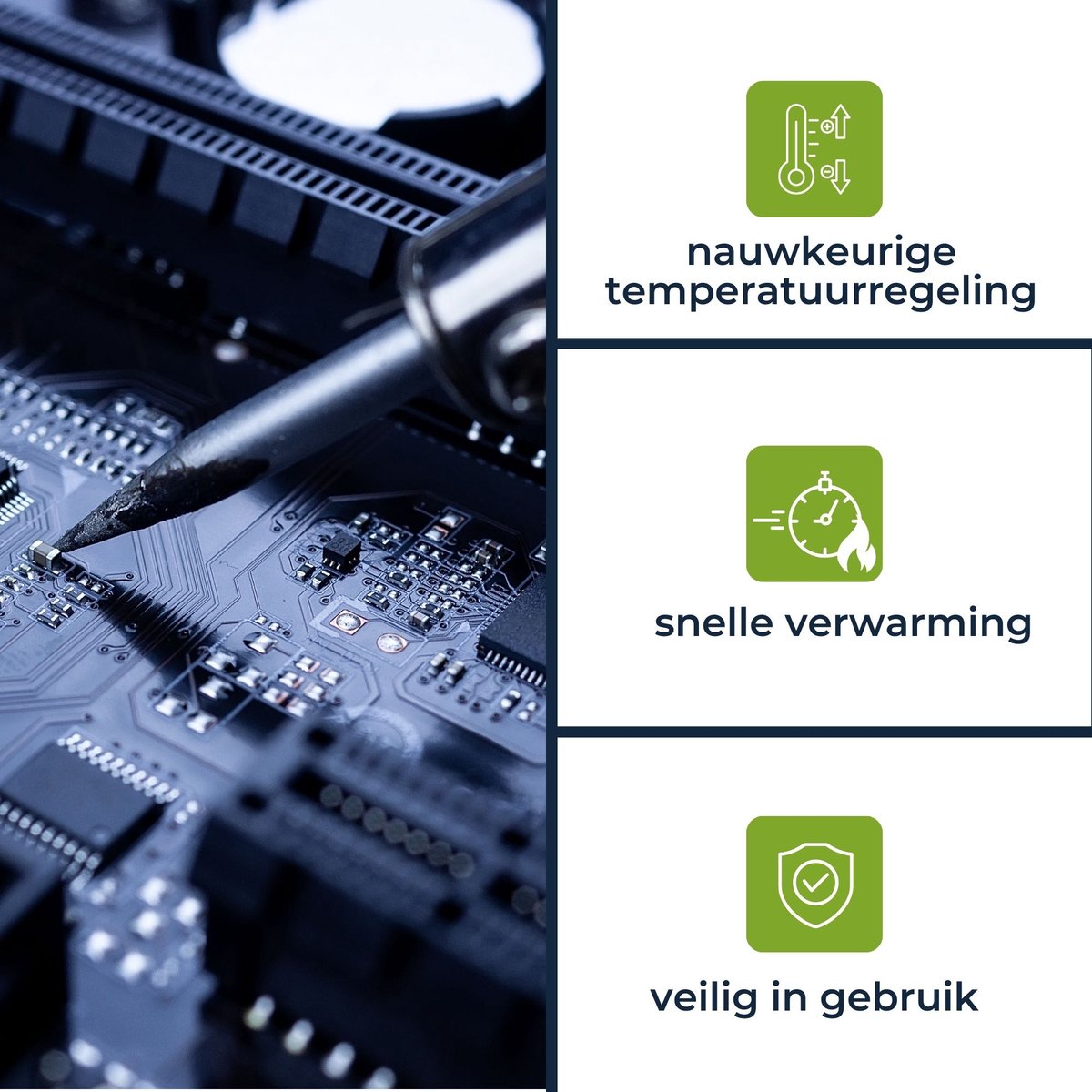 Velleman Soldeerstation 90W met LED-display en keramisch verwarmingselement, instelbare temperatuur 50–480 °C, geschikt voor professionals en doe-het-zelvers – foto 3