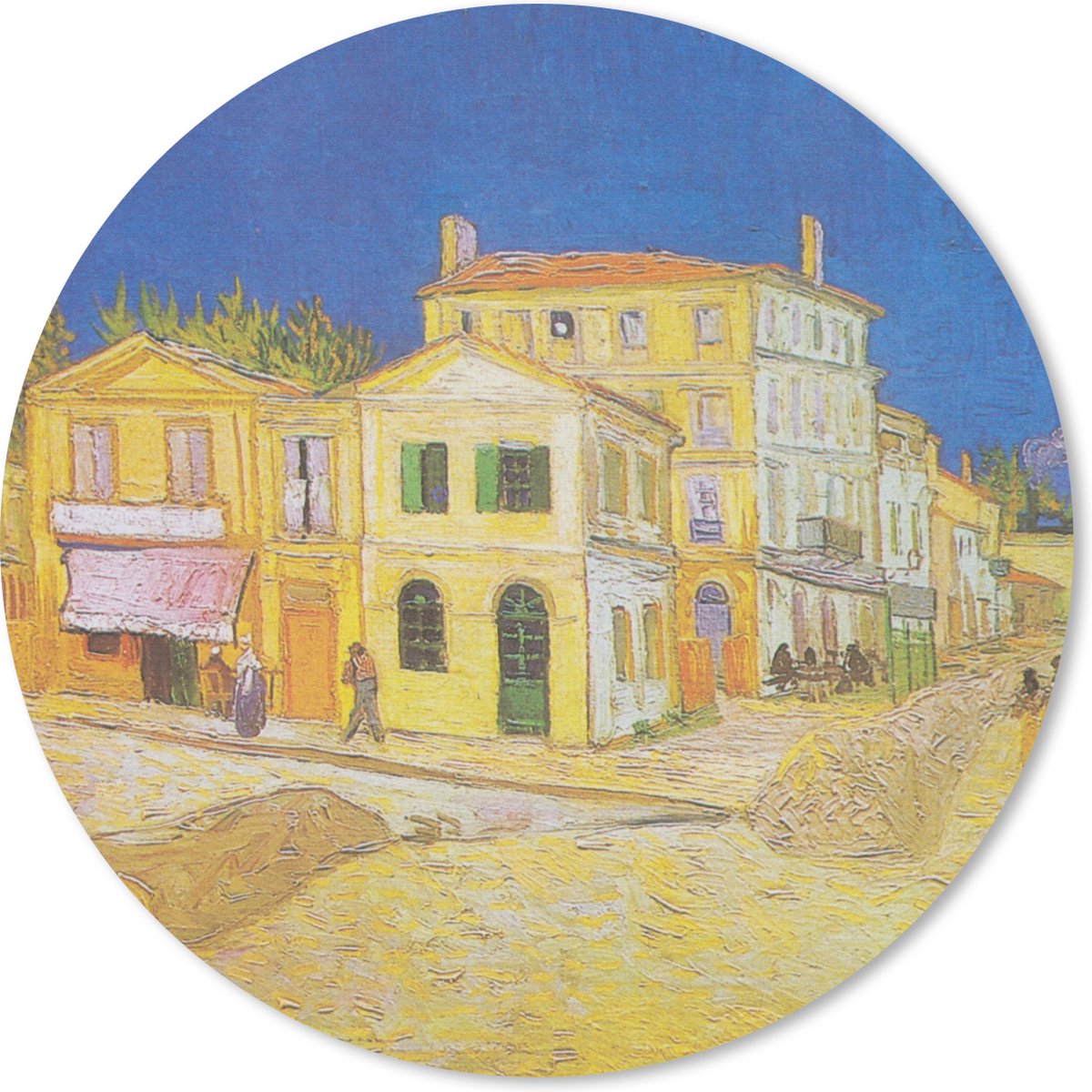 Muismat rond 30x30 cm - Mousepad Het gele huis - Vincent van Gogh - Ronde muismatten