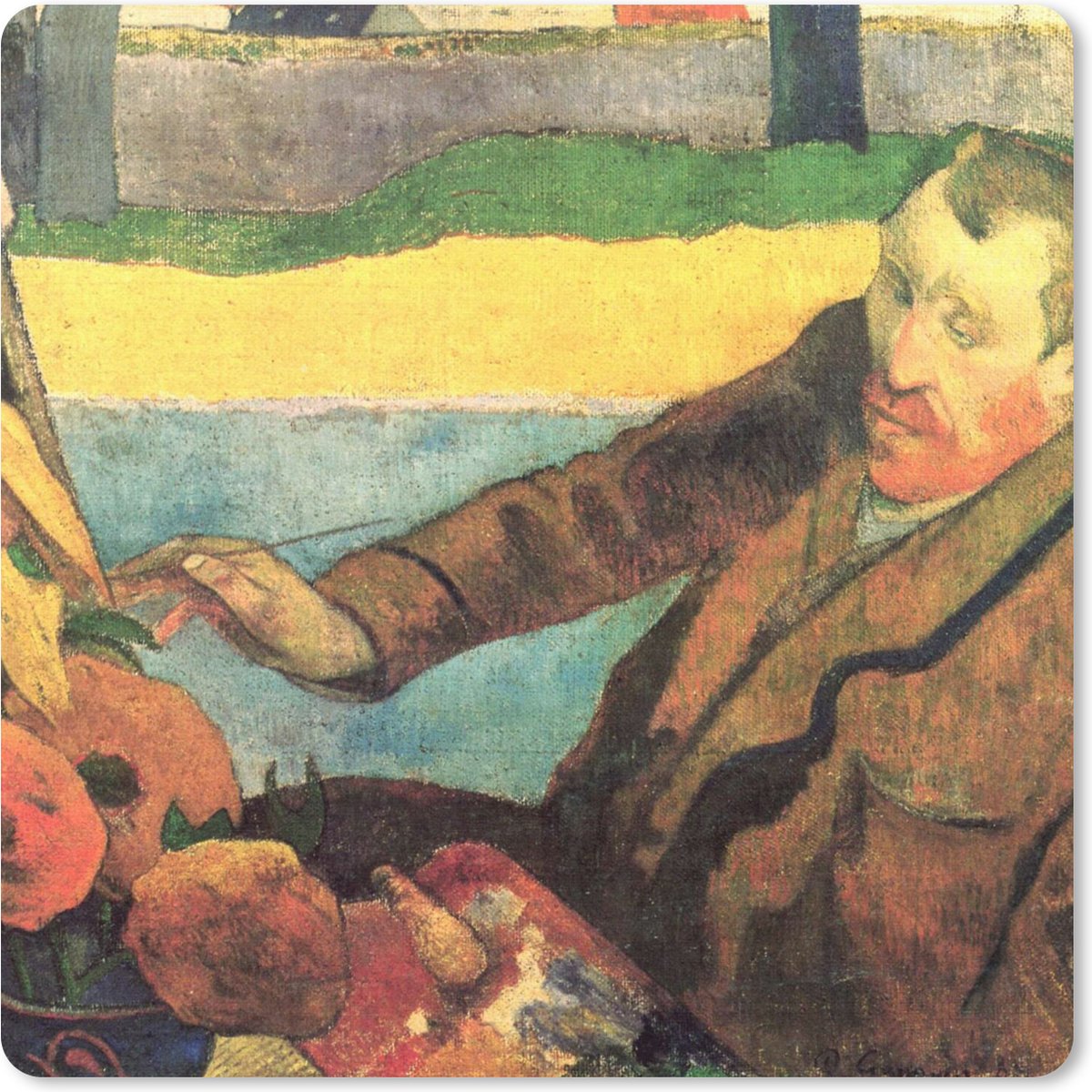 Muismat 30x30 cm - Mousepad De zonnebloemenschilder - Vincent van Gogh - Muismatten