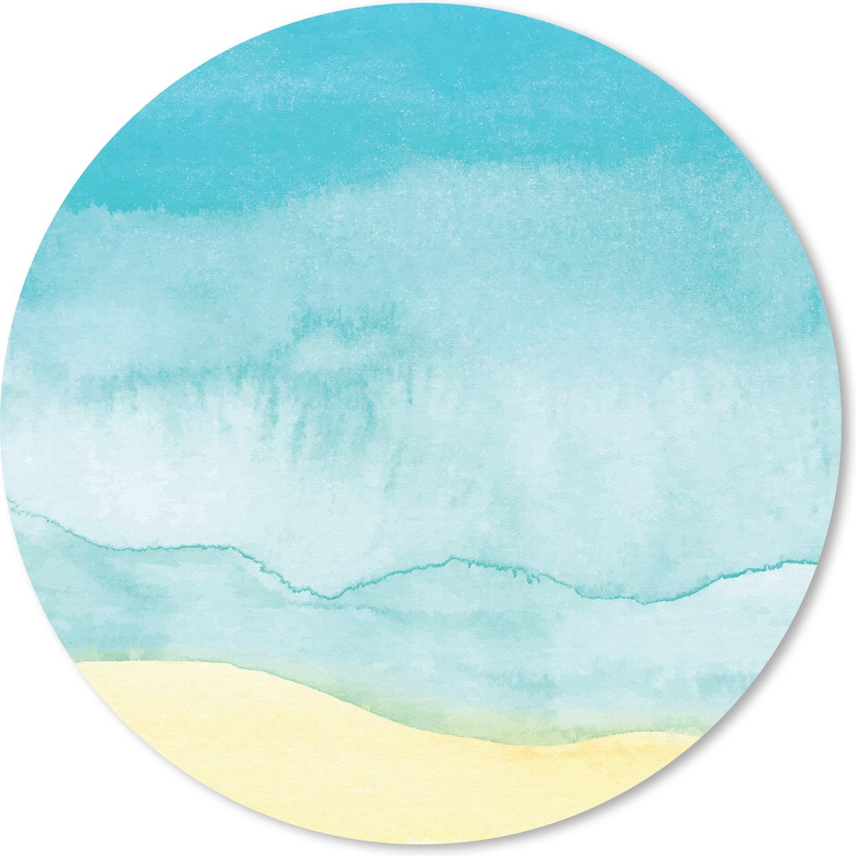 Muismat rond 30x30 cm - Mousepad Strand - Zee - Waterverf - Ronde muismatten
