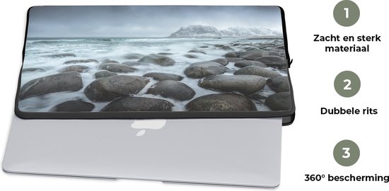 Pochette ordinateur 13 pouces 34x24 cm - Plage et mer - Pochette Macbook & Laptop imprimé photo mer de Norvège - Pochette ordinateur portable avec photo