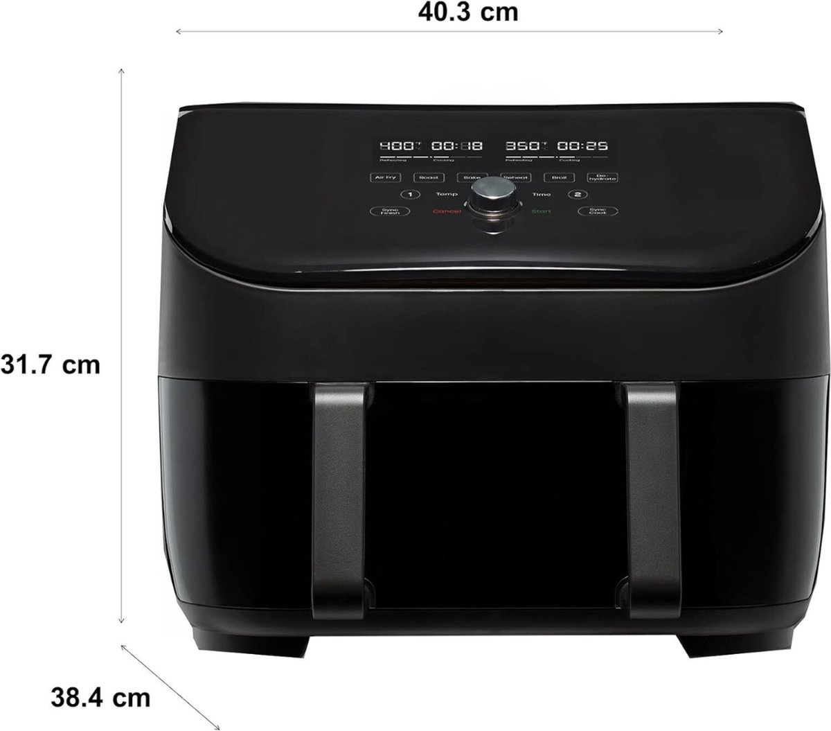 Afbeelding 2 van Equivera Dubbele Airfryer - Dubbele Mand - Dual Cook - Heteluchtfriteuse - Verschillende Programma's - Dual Zone - Mega
